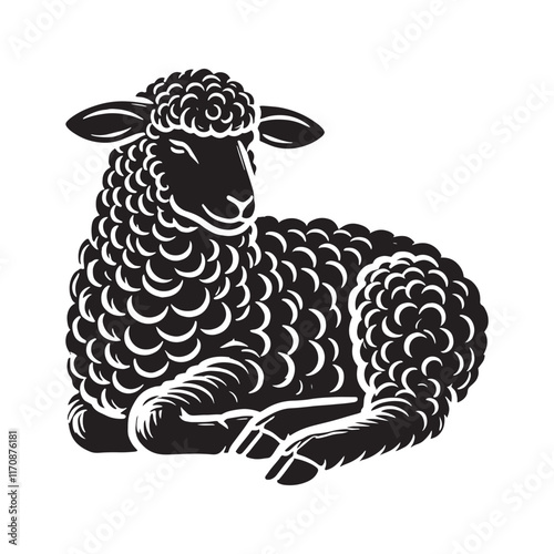 Unique sheep silhouette for modern creative projects - Sheep illustration - minimallest sheep vector
