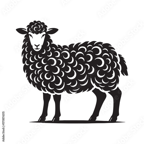 Detailed sheep silhouette for modern design applications - Sheep black vector
