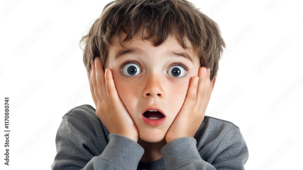 A Young Boy with a Shocked Expression: Capturing the Innocent Surprised Reaction for Creative Projects and Emotional Storytelling.