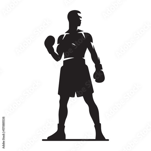 Vector a boxer stand with pose set silhouette vector SH