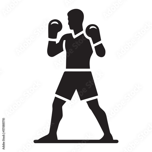 Vector a boxer stand with pose set silhouette vector SH