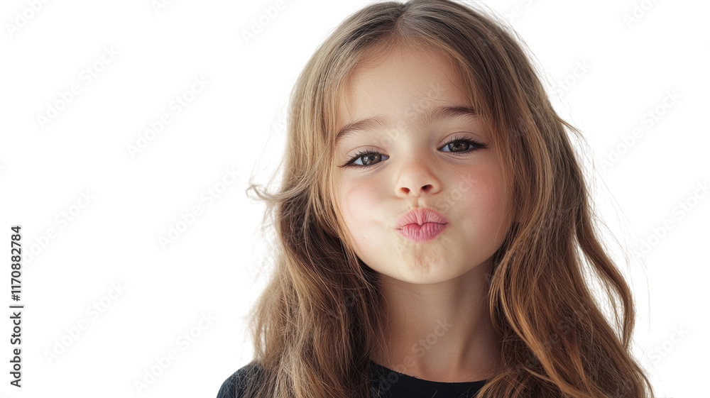 A young girl making a playful pouty face, perfect for expressing emotions in design projects, presentations, and social media content. A young girl making a playful pouty face, perfect for expressing emotions in design projects, presentations, and social media content.