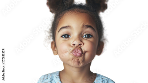Obraz na płótnie Delightful Image of a Young Girl Making a Goofy Face, Perfect for Children's Themes, Humorous Content, and Youthful Energy Representation. w salonie