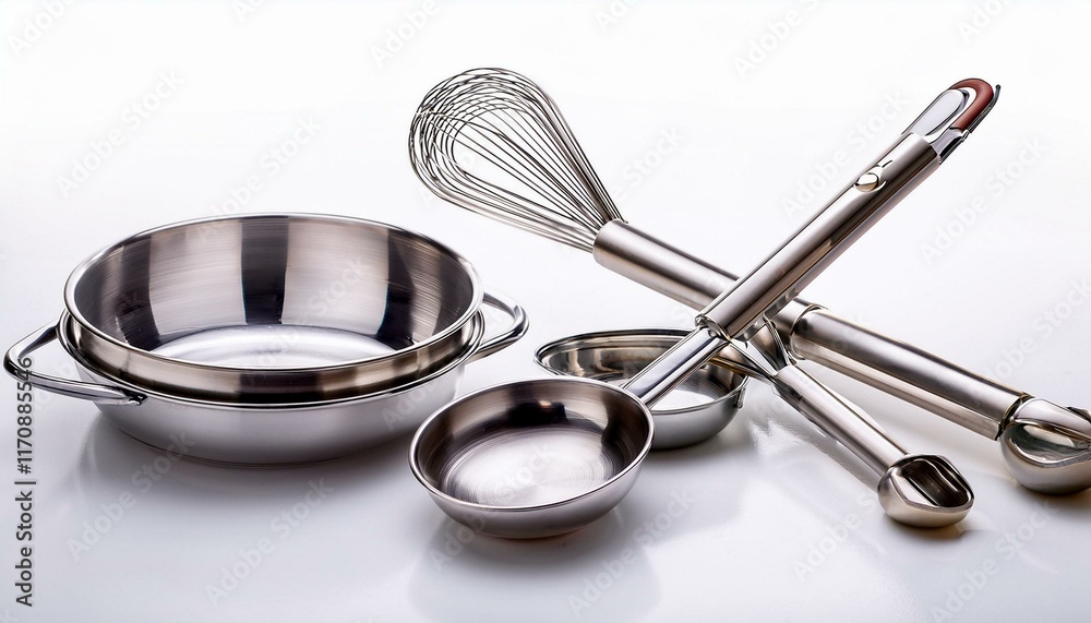 Sleek Stainless Steel Kitchen Utensils: A Modern Culinary Still Life