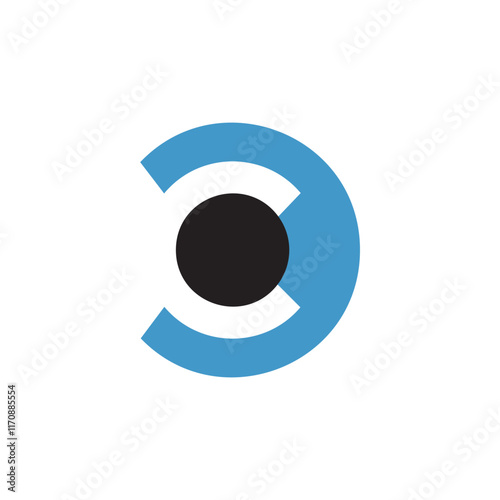 A circular logo with a smaller circle inside, creating the letter 