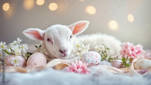 Wallpaper Mural Softly lit lamb and Easter decor, warmth and holiday spirit. Easter Torontodigital.ca