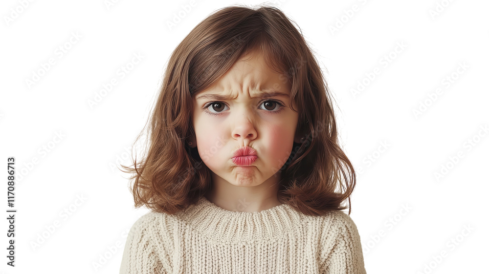 A Young Girl Displaying Disappointment in Her Expression: Perfect for Projects on Emotions, Child Psychology, or Parental Guidance.