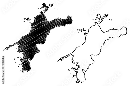 Ehime  Prefecture (Administrative divisions of Japan, Prefectures of Japan) map vector illustration, scribble sketch Ehime map