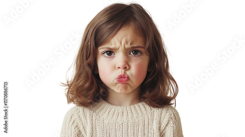 Obraz na płótnie A Young Girl Displaying Disappointment in Her Expression: Perfect for Projects on Emotions, Child Psychology, or Parental Guidance. w salonie