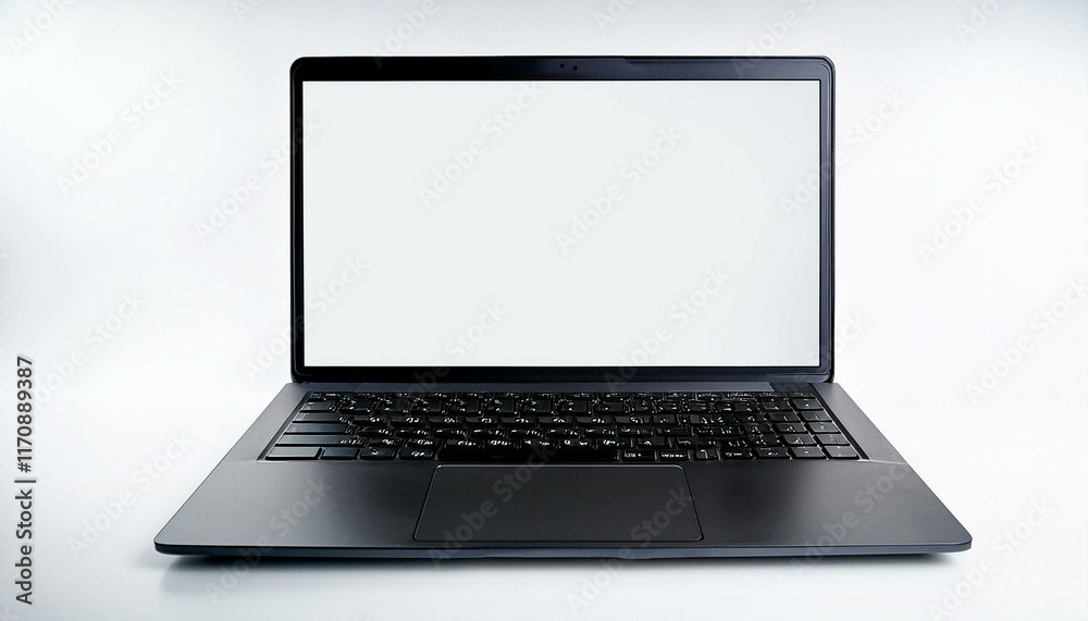 Sleek Black Laptop: Minimalist Product Shot with Blank Screen Sleek Black Laptop: Minimalist Product Shot with Blank Screen