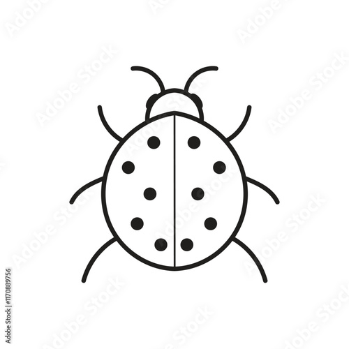 Ladybug linear icon. Thin line illustration. Ladybird contour symbol. Vector isolated outline drawing