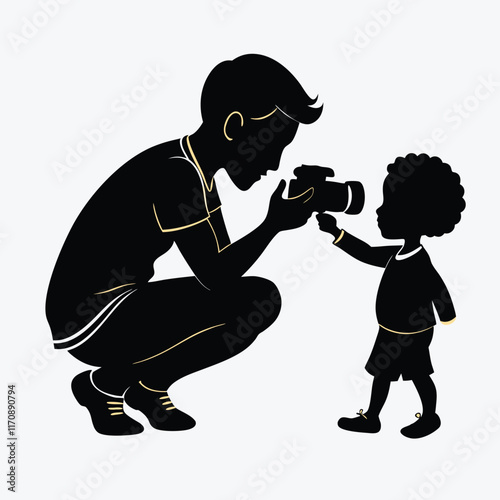 Heartfelt Silhouette of Photographer and Child in a Heart Shape