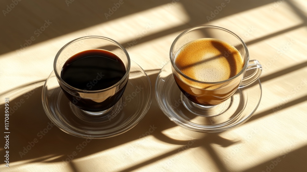 Elegant Coffee Presentation with Light and Shadows Elegant Coffee Presentation with Light and Shadows