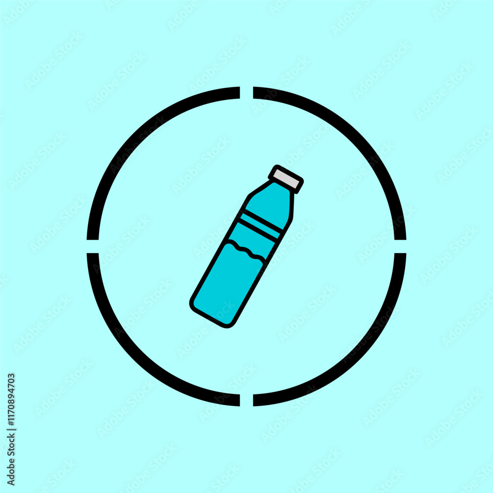 Bottle of water icon in flat style isolated on blue background Bottle of water icon in flat style isolated on blue background