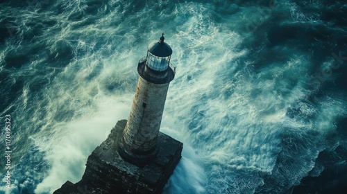 Beautiful close-up of the Galle Fort lighthouse in Sri Lanka, with room for copy.