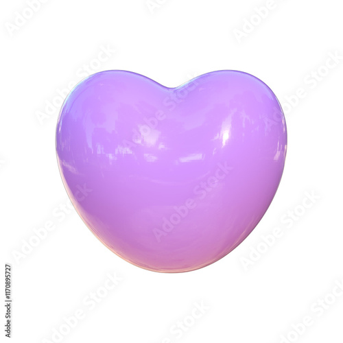3D cutie shiny purple heart illustration