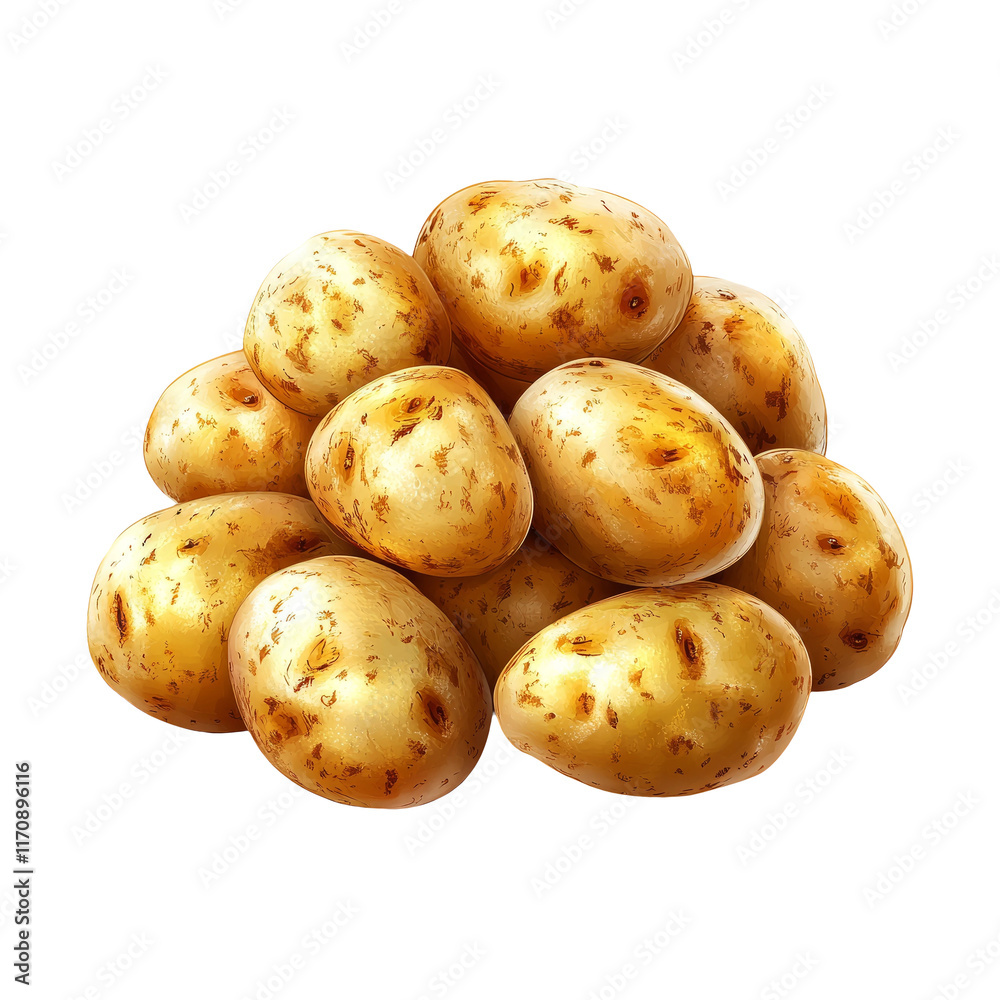 Fresh Potatoes Piled on Transparent Background Fresh Potatoes Piled on Transparent Background