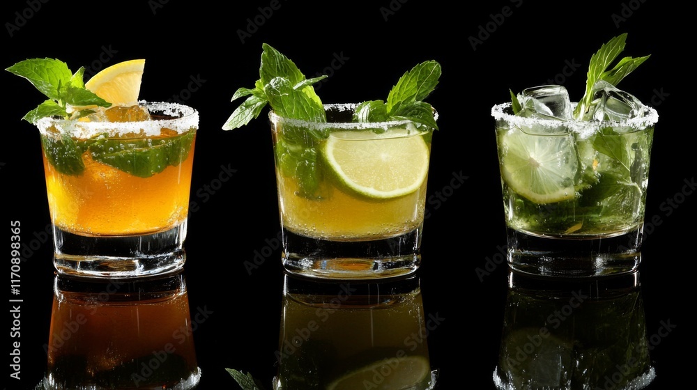 Fototapeta premium Fresh Lemonade with Artistic Presentation and Garnishes
