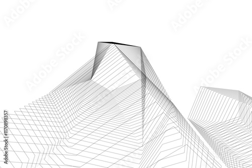 architecture geometric background, abstract lines 3d