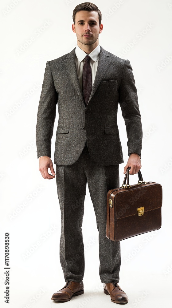 A man in a suit and tie is holding a briefcase A man in a suit and tie is holding a briefcase