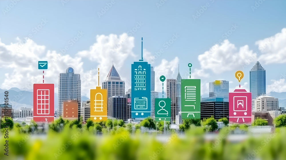 Obraz premium Cityscape Illustration: Urban Development Concept