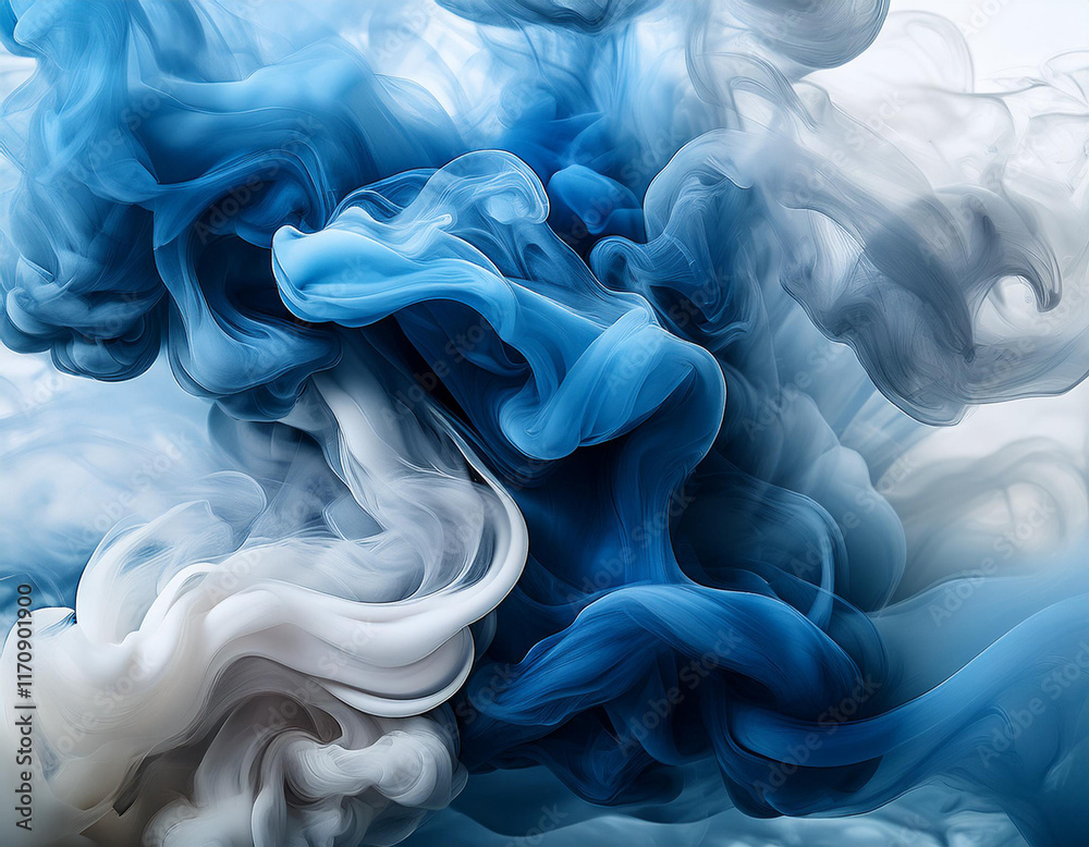 Obraz premium White smoke or fog flowing across the floor creates a mysterious and ethereal atmosphere. This effect is perfect for enhancing the ambiance of theatrical productions, photo shoots, or special events