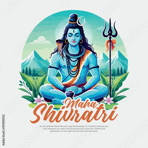 Happy Maha Shivratri Lord Shiva with Har Har Mahadeva Social Media Post template banner photo