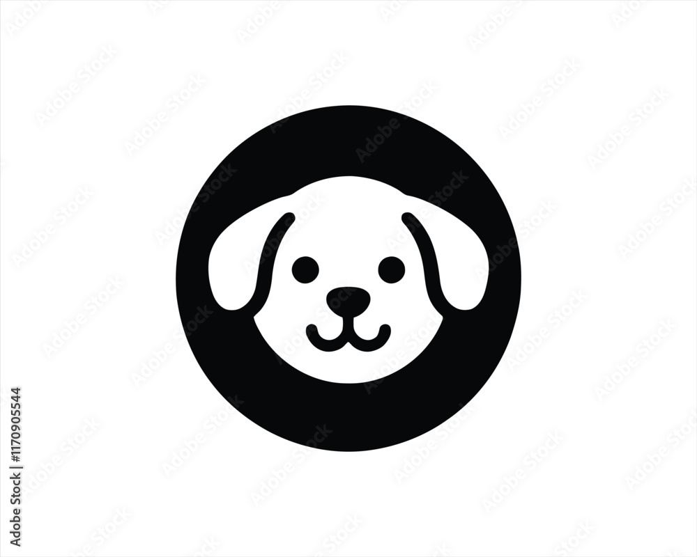 Dog head logo design vector illustration. Black and white dog logo template Dog head logo design vector illustration. Black and white dog logo template