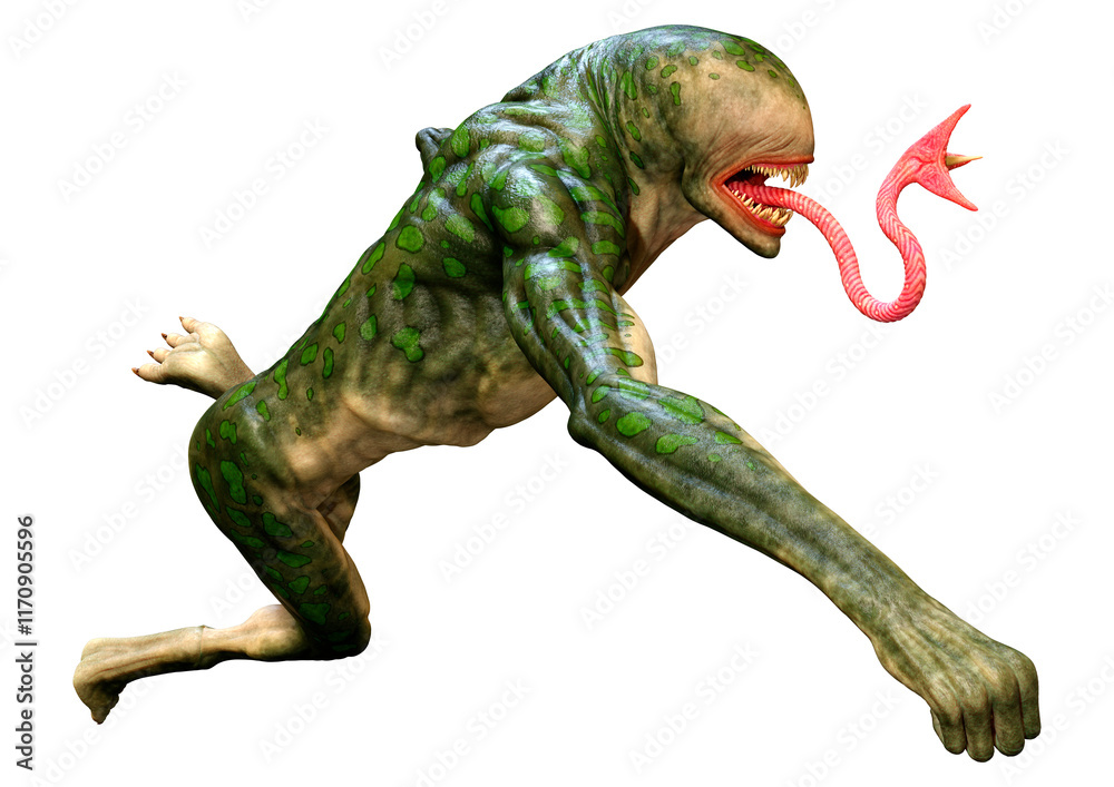 Fototapeta premium 3D Rendering Green Alien on White