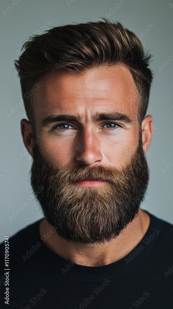 A man with a beard and a blue shirt A man with a beard and a blue shirt
