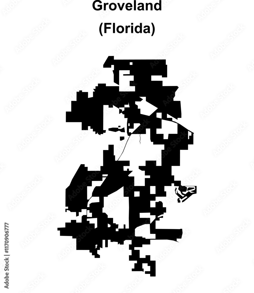Fototapeta premium Groveland (Florida) blank outline map