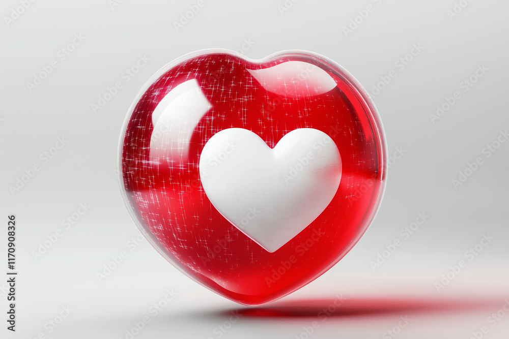 Rotes Herzluftballon mit weißem Herz innen
Rotes Herzluftballon mit weißem Herz innen
