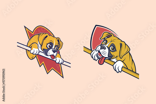 A Boxer dog vector is a simplified, stylized illustration showcasing the breed's muscular build, expressive face, and short coat, often in bold lines and minimal colors like brown, white, and black