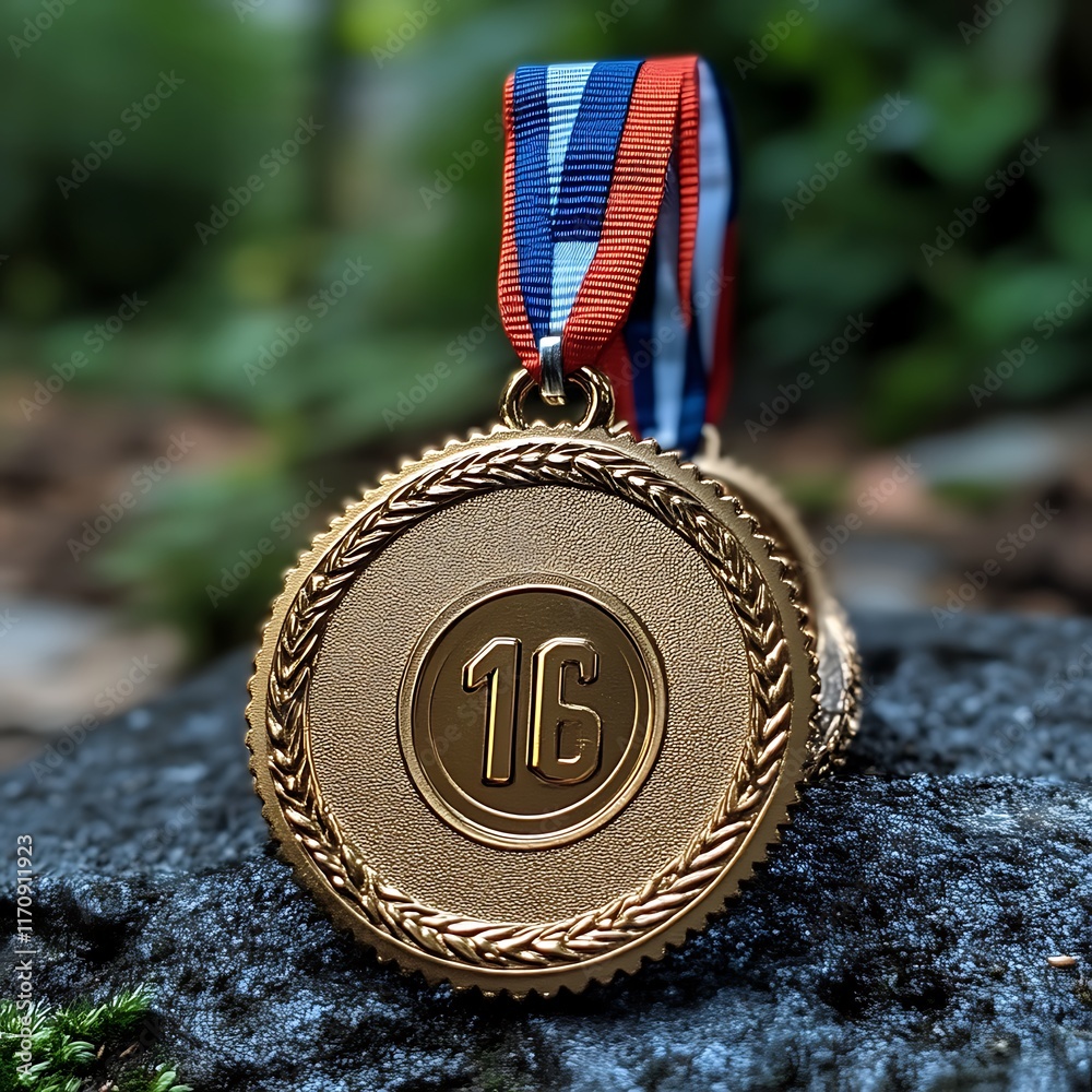 Gold Medal Sixteen Numbered Achievement Award