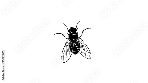 house fly, black isolated silhouette