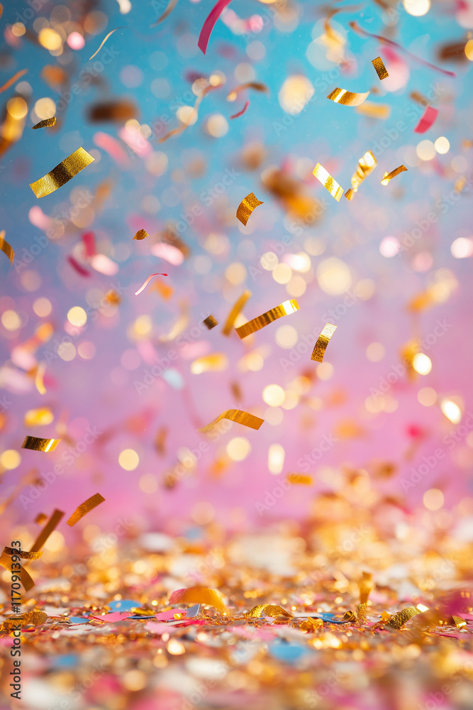 © Cedric - Schillernde Konfetti-Menge, die in der Luft schwebt und Feierstimmung erzeugt © Cedric - Schillernde Konfetti-Menge, die in der Luft schwebt und Feierstimmung erzeugt