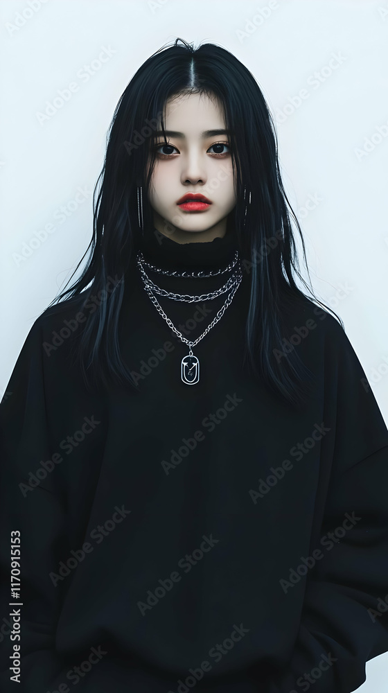 Dark Fashion Illustration: Edgy Girl Dark Fashion Illustration: Edgy Girl