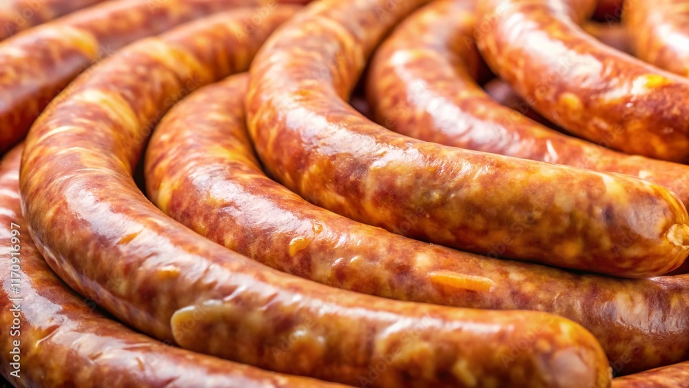 High-Resolution Close-up of Pork Sausage Casing Texture - Food Photography High-Resolution Close-up of Pork Sausage Casing Texture - Food Photography