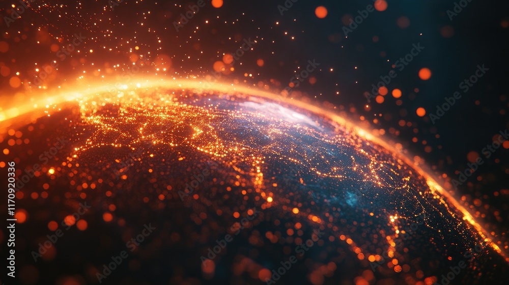 Obraz premium Fiery Earth: A Glowing Celestial Orb