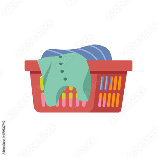 Basket clothes. Clean clothes. Laundry basket.