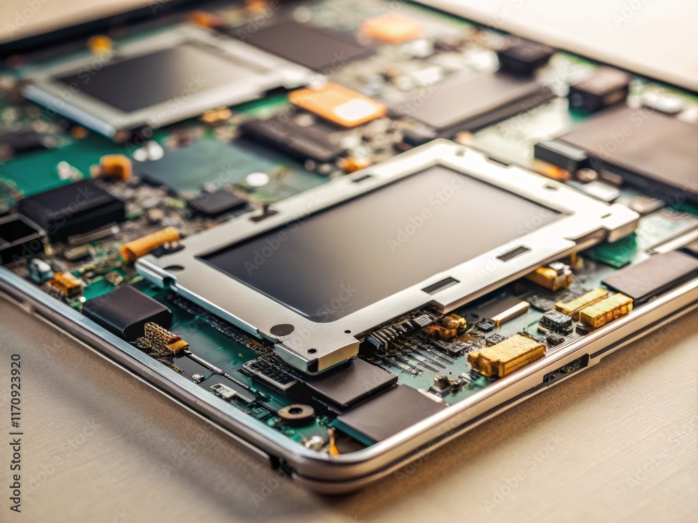 Disassembled Tablet PC: Repair, Maintenance, and Internal Components Stock Photo Disassembled Tablet PC: Repair, Maintenance, and Internal Components Stock Photo