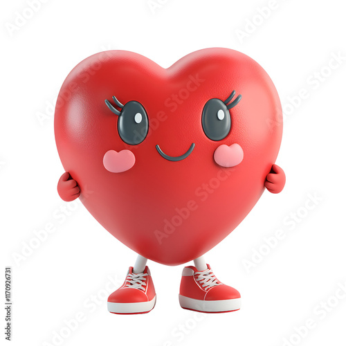 A cartoon heart with a smile on its face