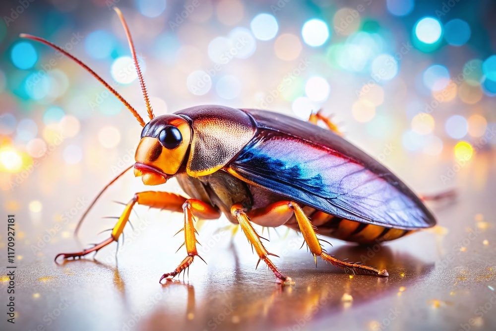 Fototapeta premium Isolated Cockroach with Bokeh Background - High-Resolution Stock Photo