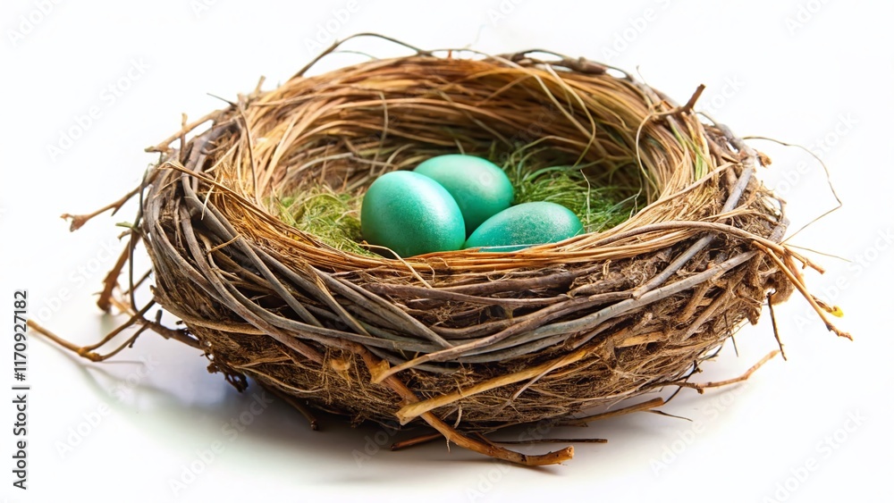 Isolated Bird Nest, Empty Avian Nest on White, Spring Nature, Wildlife Habitat, Natural Woven Nest Isolated Bird Nest, Empty Avian Nest on White, Spring Nature, Wildlife Habitat, Natural Woven Nest