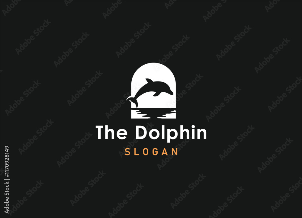 Fototapeta premium fun friendly dolphin with heart logo vector for health care medical hospitality business brand