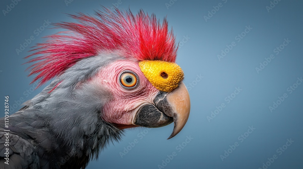 Fototapeta premium A close up of a parrot with a red mohawk on its head