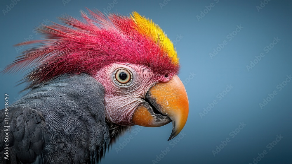 Fototapeta premium A parrot with a bright red and yellow mohawk on its head
