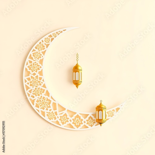 Eid Mubarak Gold and blue Eid al Fitr card design to celebrate the Festival of Breaking the Fast marking the end of the holy month of Ramadan illustration
