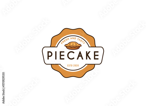 Pie cake bakery logo design. Bakery shop logo design template. 