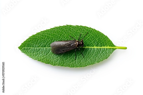 Close-up of a cicada with the background kept white